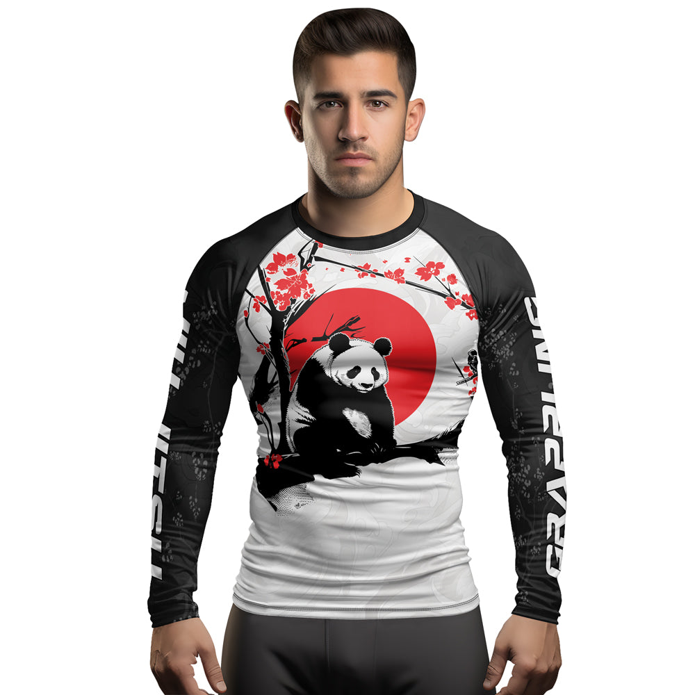 Rashninja Panda Bamboo Haven Men's  Long Sleeve Rash Guard