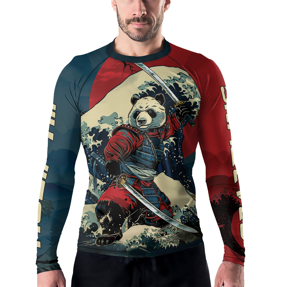 Rashninja Panda Samurai River Men's Long Sleeve Rash Guard