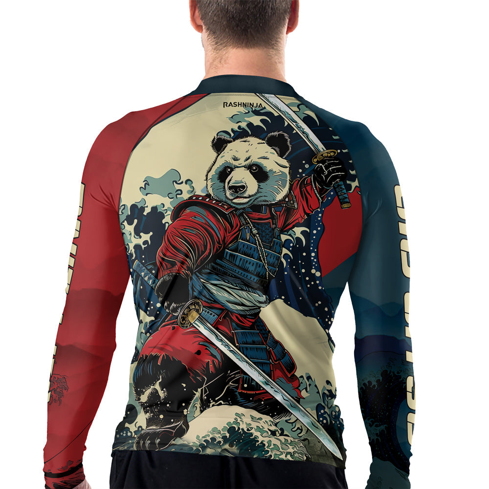 Rashninja Panda Samurai River Men's Long Sleeve Rash Guard