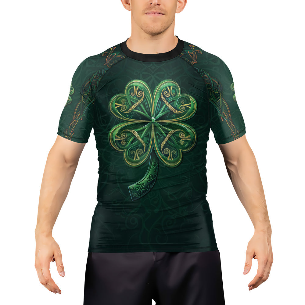 Rashninja Irish Golden Shamrock Men's Short Sleeve Rash Guard