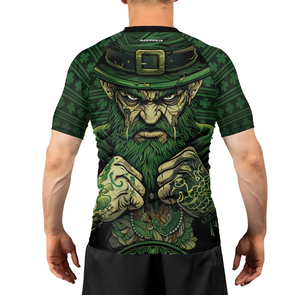 Rashninja Fighting Irish Leprechaun Fist Men's Short Sleeve Rash Guard