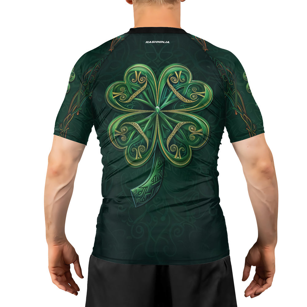 Rashninja Irish Golden Shamrock Men's Short Sleeve Rash Guard