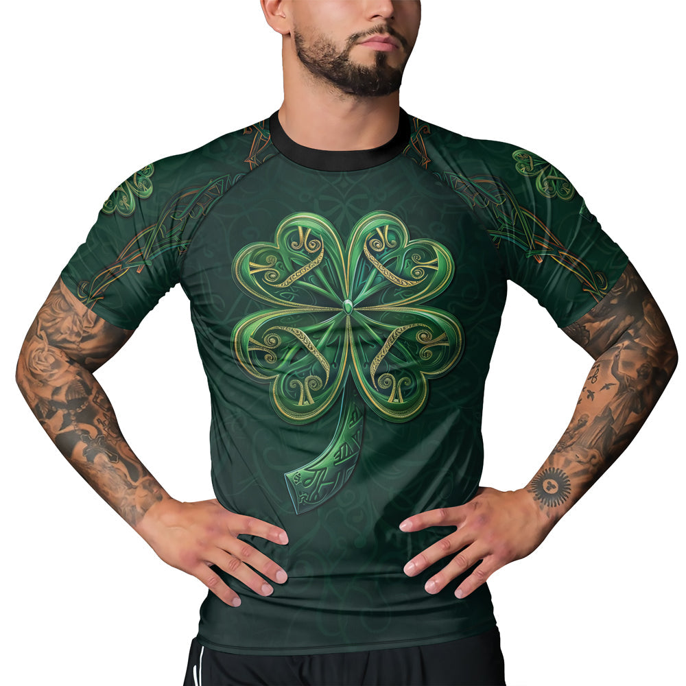 Rashninja Irish Golden Shamrock Men's Short Sleeve Rash Guard