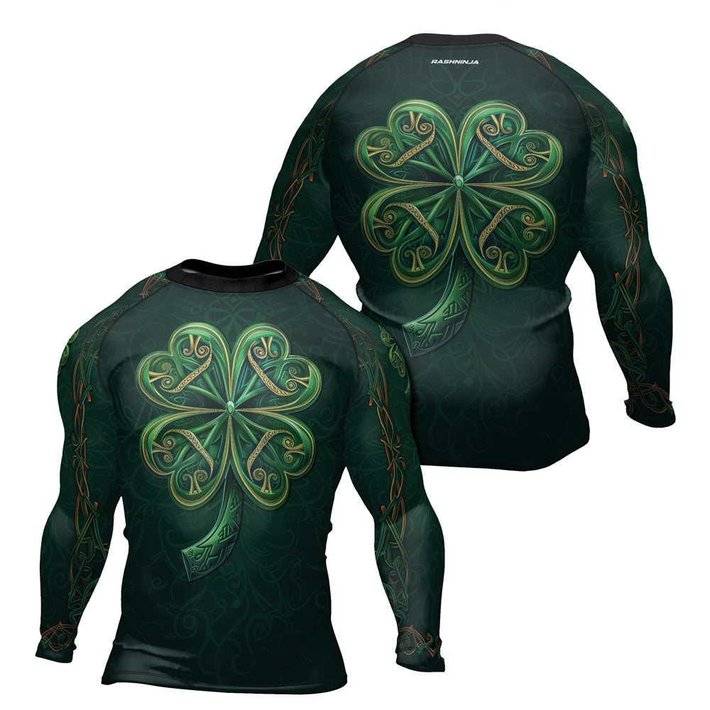 Rashninja Irish Golden Shamrock Men's Long Sleeve Rash Guard