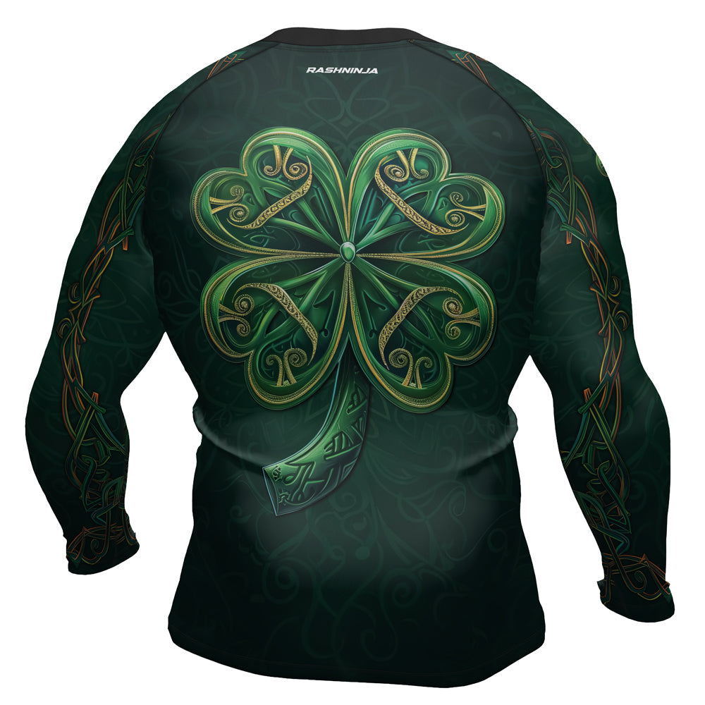 Rashninja Irish Golden Shamrock Men's Long Sleeve Rash Guard
