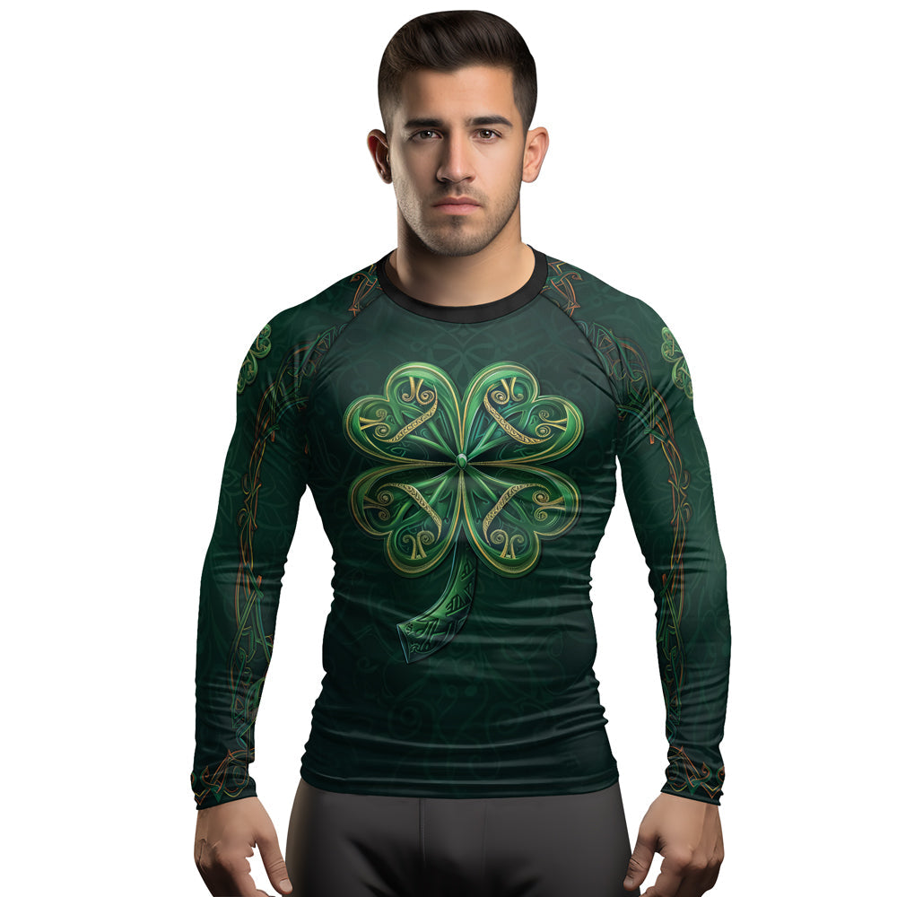 Rashninja Irish Golden Shamrock Men's Long Sleeve Rash Guard