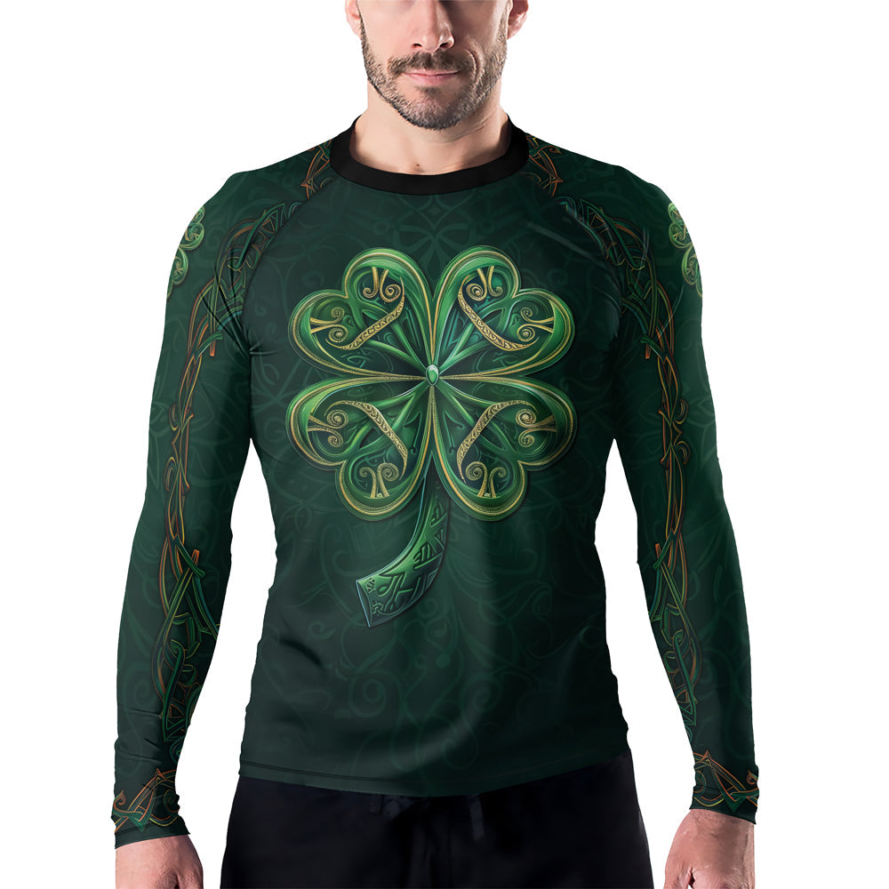 Rashninja Irish Golden Shamrock Men's Long Sleeve Rash Guard