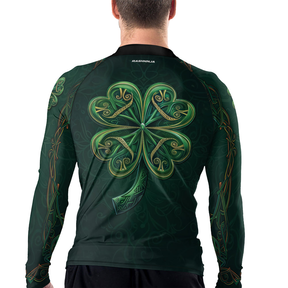 Rashninja Irish Golden Shamrock Men's Long Sleeve Rash Guard