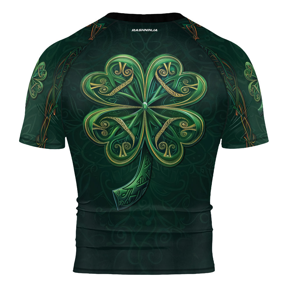 Rashninja Irish Golden Shamrock Men's Short Sleeve Rash Guard