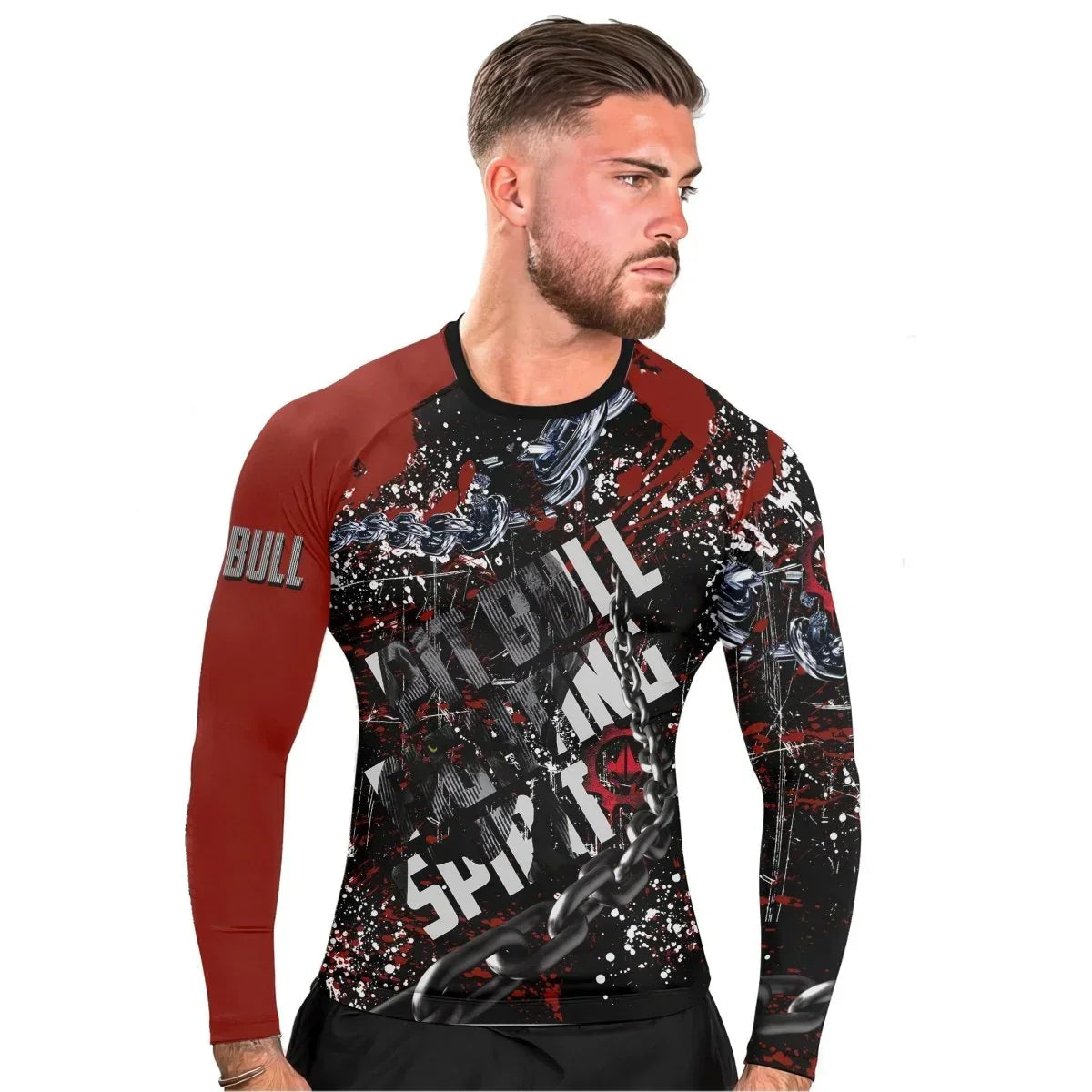 Pitbull Fighting Spirit Men's Long Sleeve Rash Guard