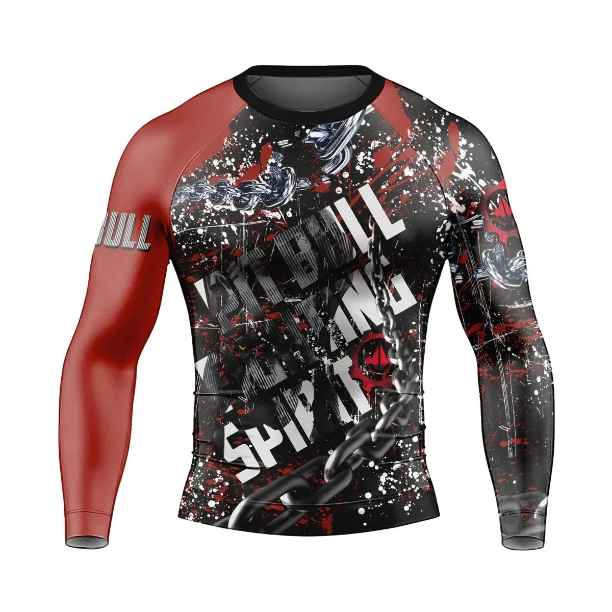 Pitbull Fighting Spirit Men's Long Sleeve Rash Guard