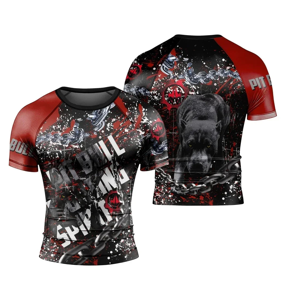 Pitbull Fighting Spirit Men's Short Sleeve Rash Guard