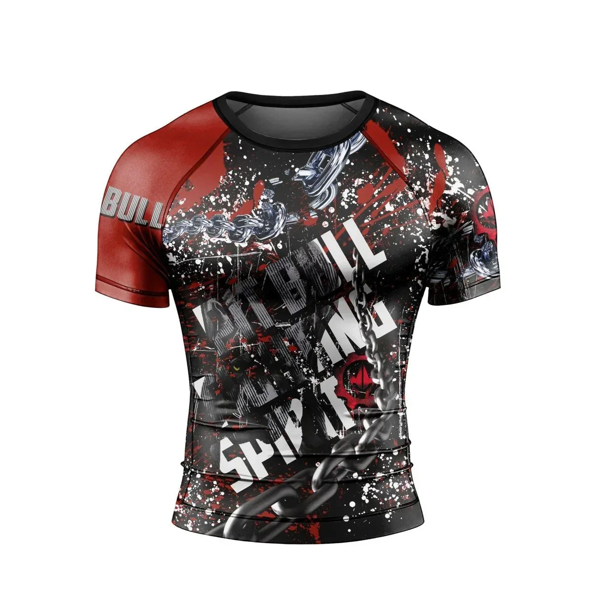 Pitbull Fighting Spirit Men's Short Sleeve Rash Guard