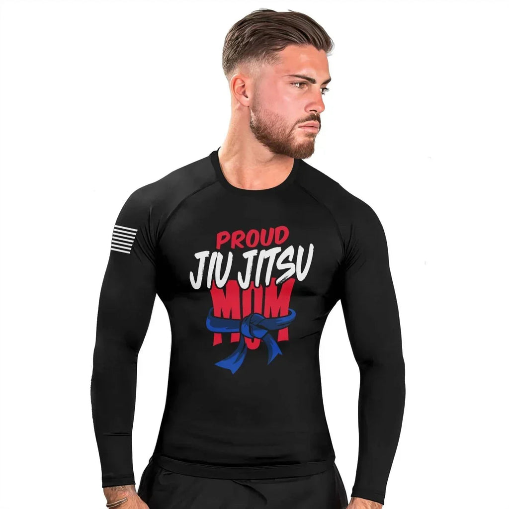 Proud Jiu-Jitsu Mom Men's Long Sleeve Rash Guard