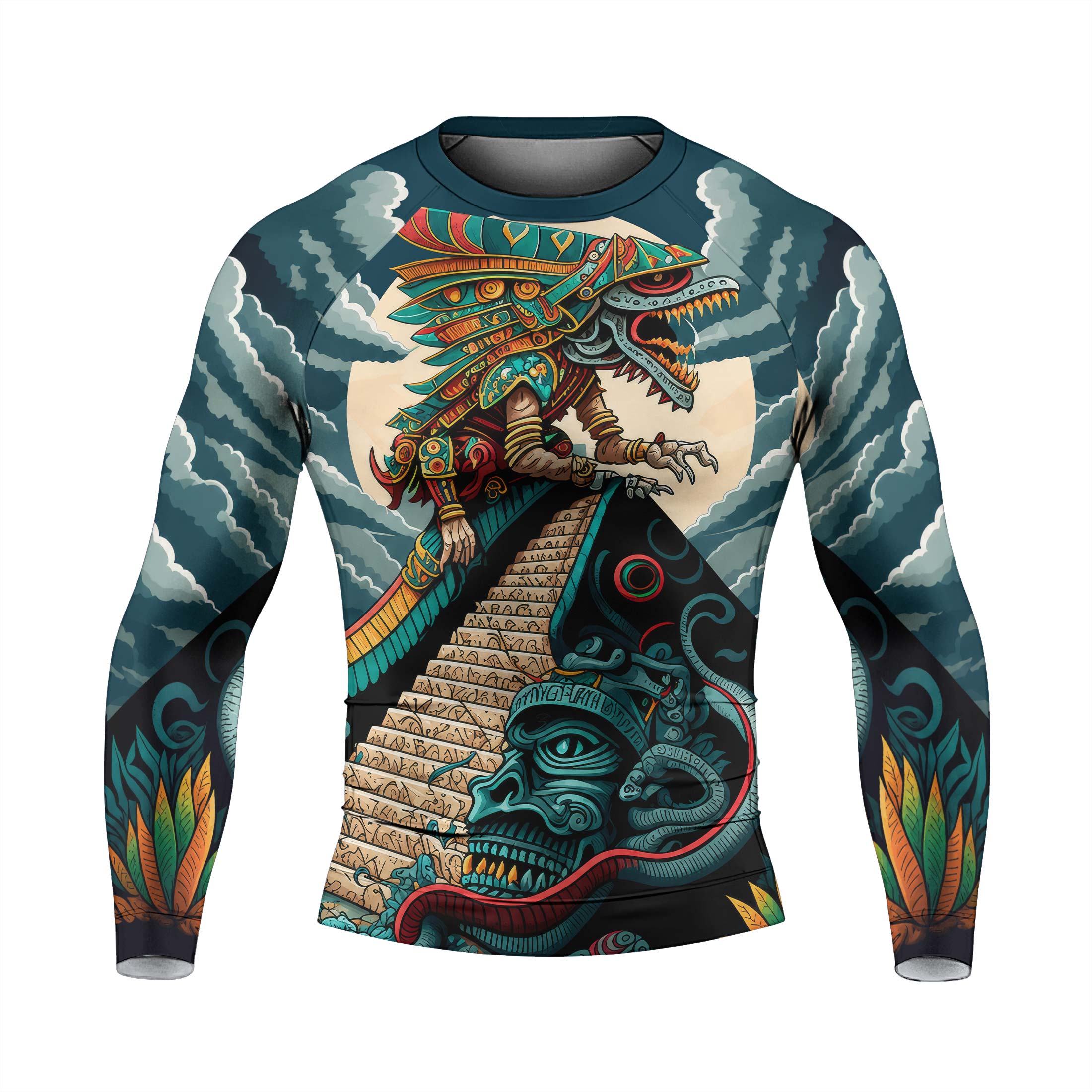 Quetzalcoatl Snake God Men's Long Sleeve Rash Guard