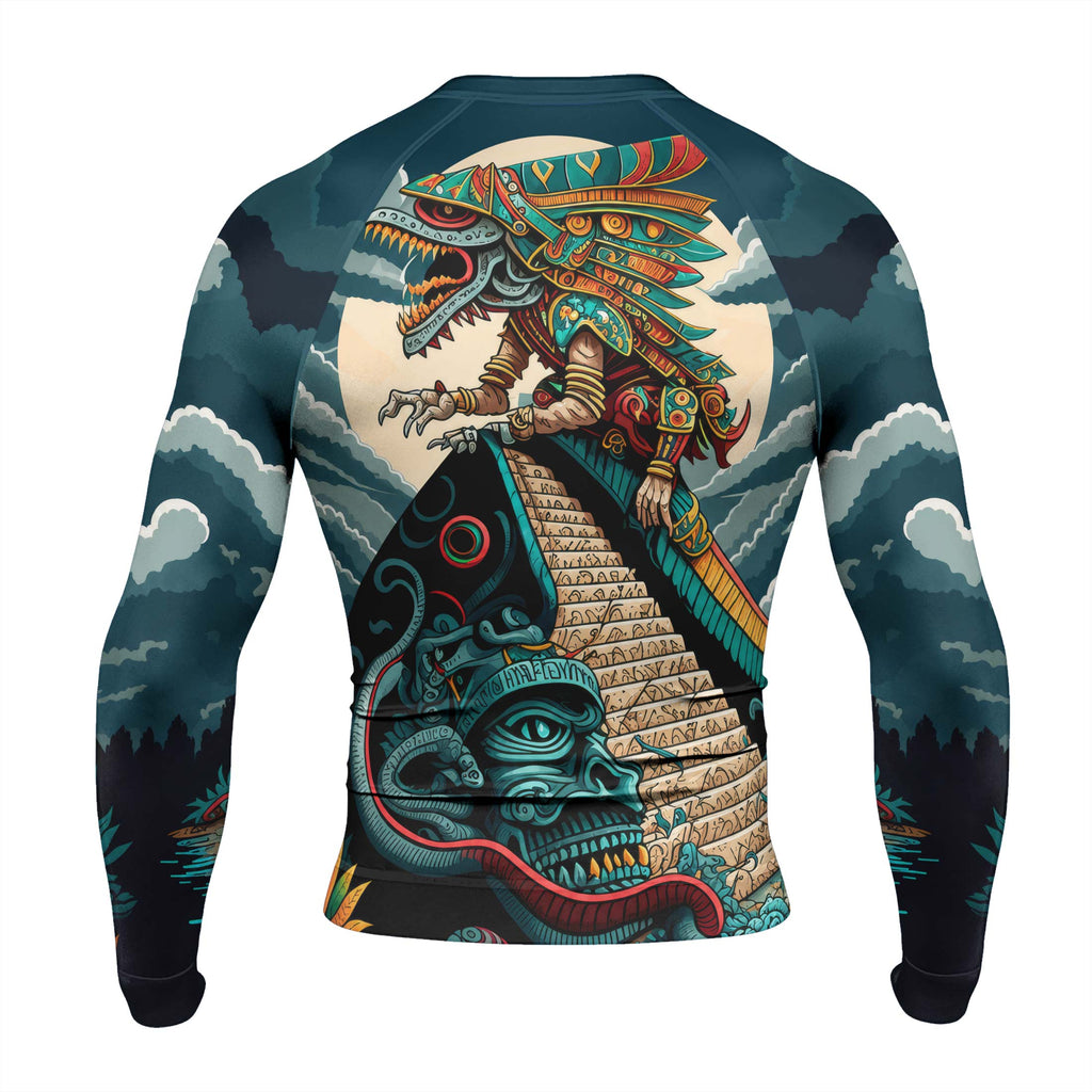 Quetzalcoatl Snake God Men's Long Sleeve Rash Guard