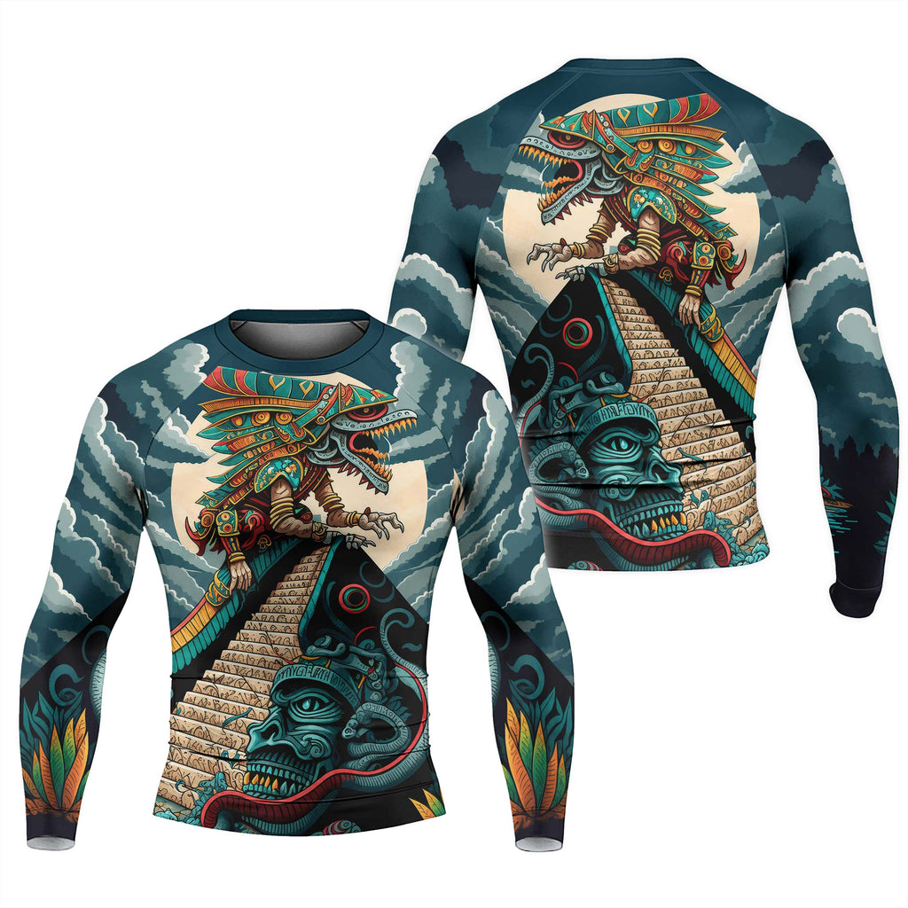 Quetzalcoatl Snake God Men's Long Sleeve Rash Guard