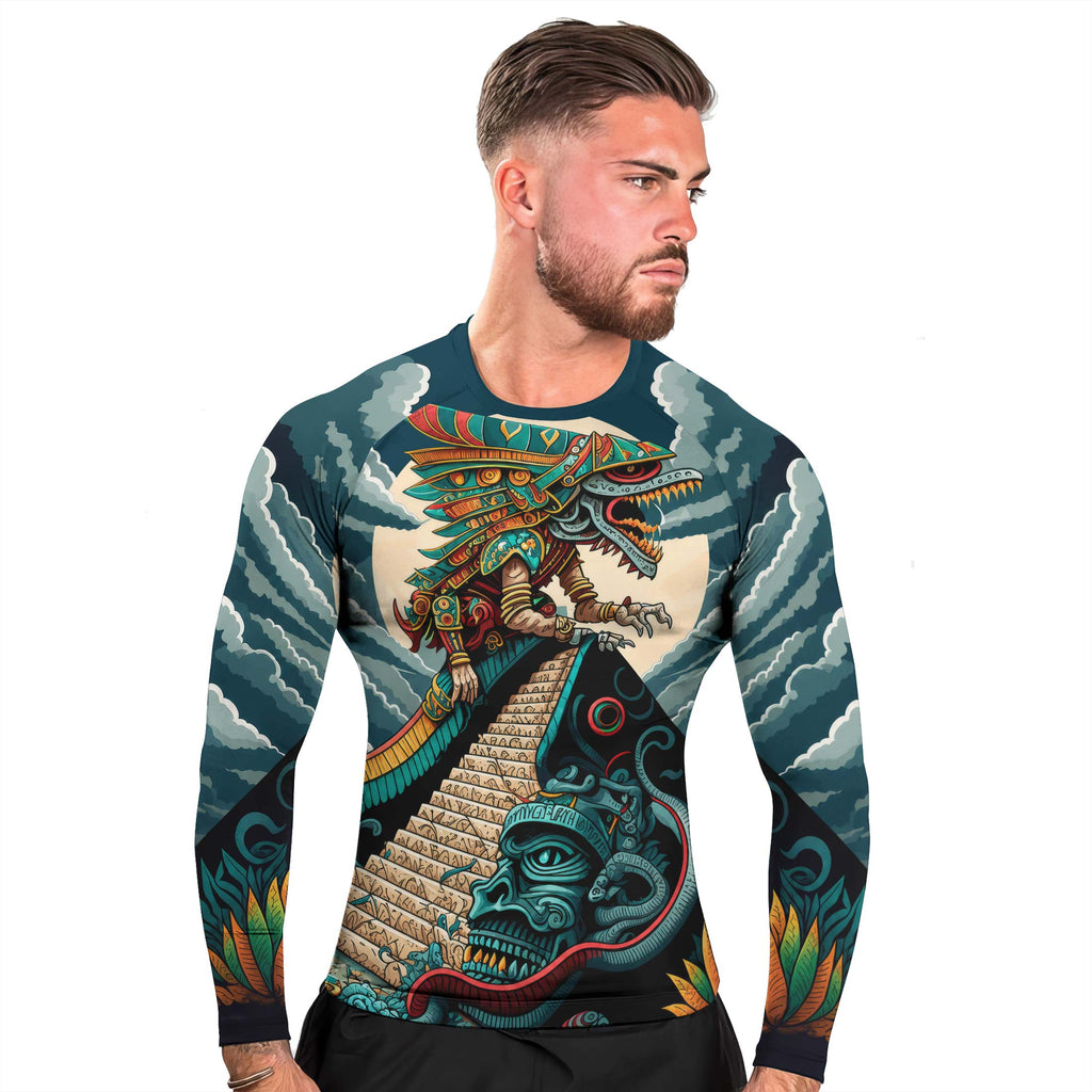 Quetzalcoatl Snake God Men's Long Sleeve Rash Guard