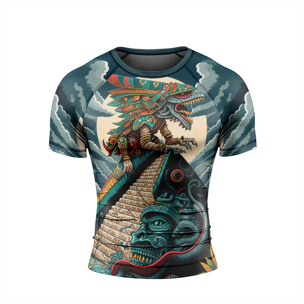 Quetzalcoatl Snake God Men's Short Sleeve Rash Guard