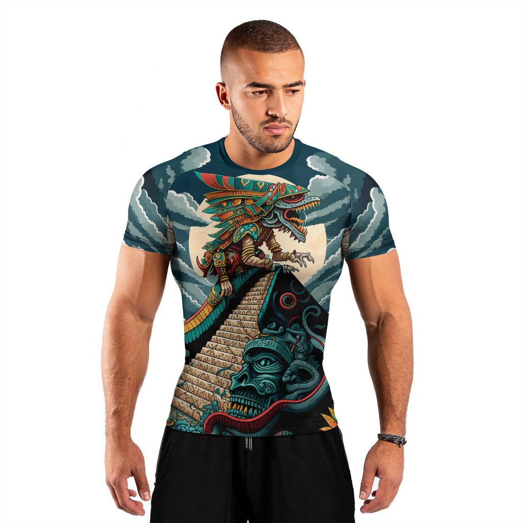 Quetzalcoatl Snake God Men's Short Sleeve Rash Guard