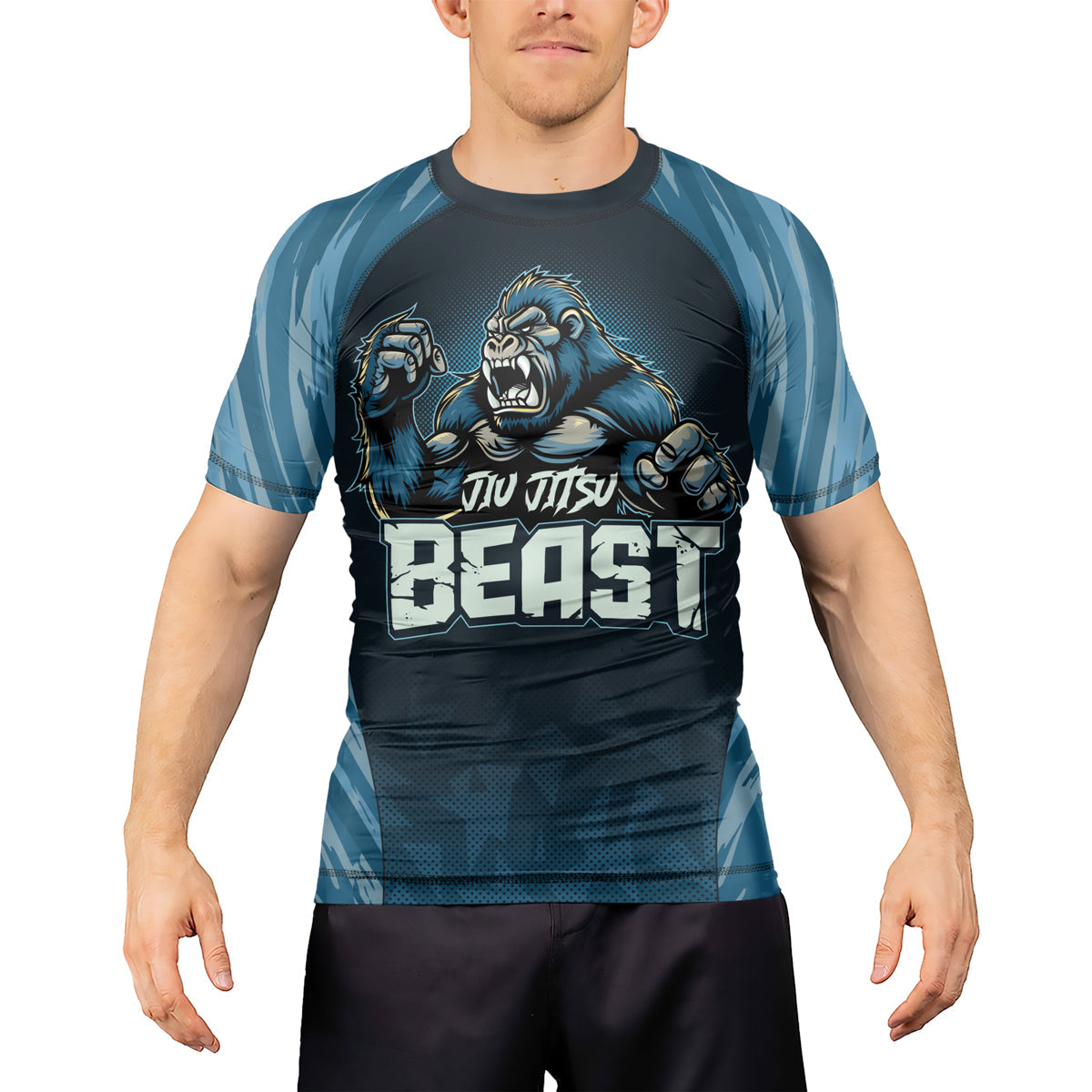 Rashninja Gorilla Blue Titan Men's  Short Sleeve Rash Guard
