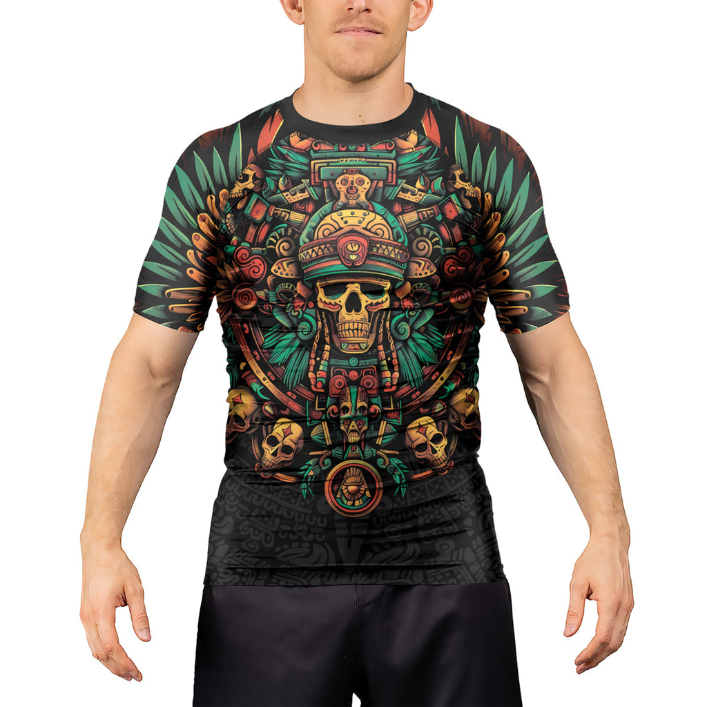 Rashninja Aztec Fire Dance Men's Short Sleeve Rash Guard