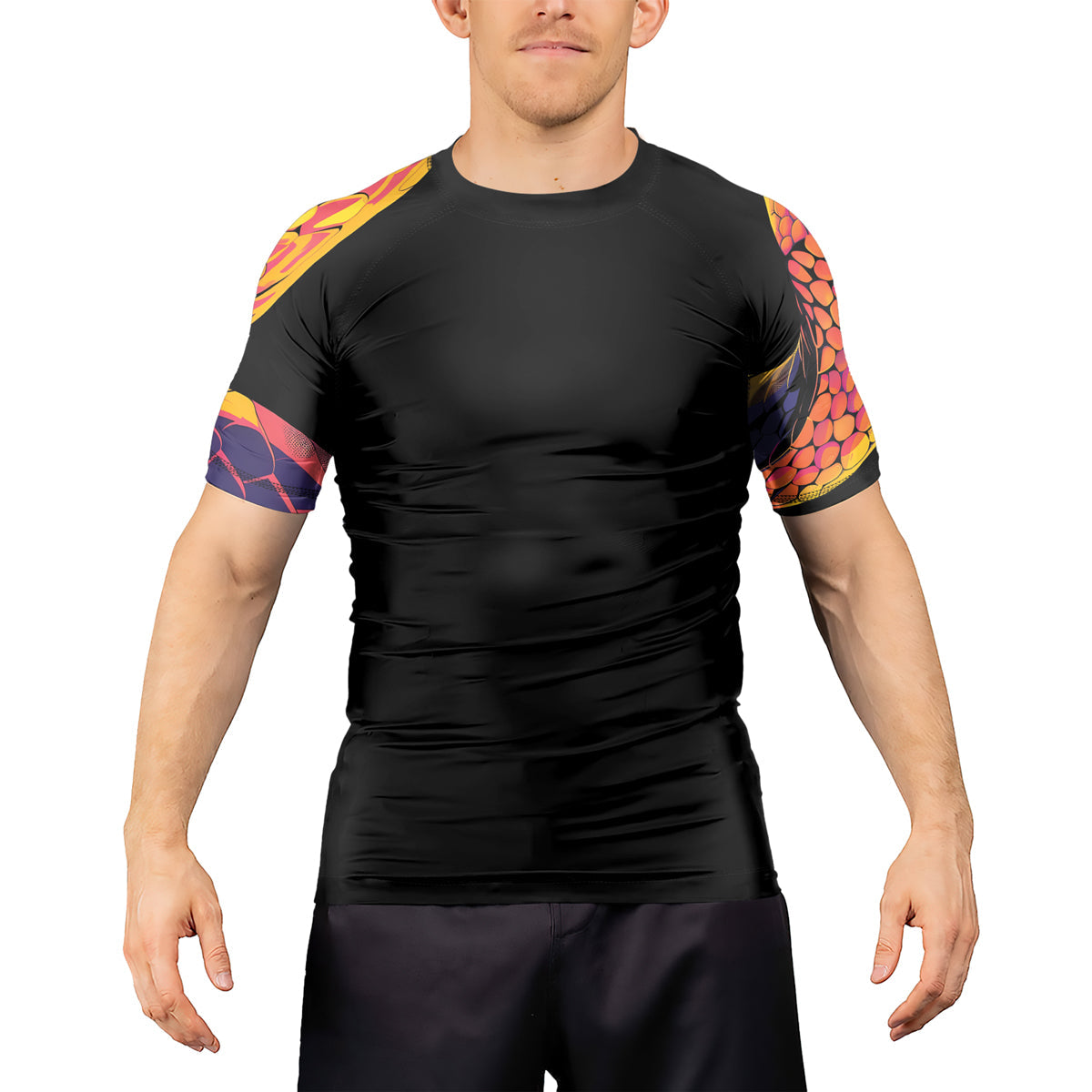 Rashninja Snake Fire Coil Men's Short Sleeve Rash Guard