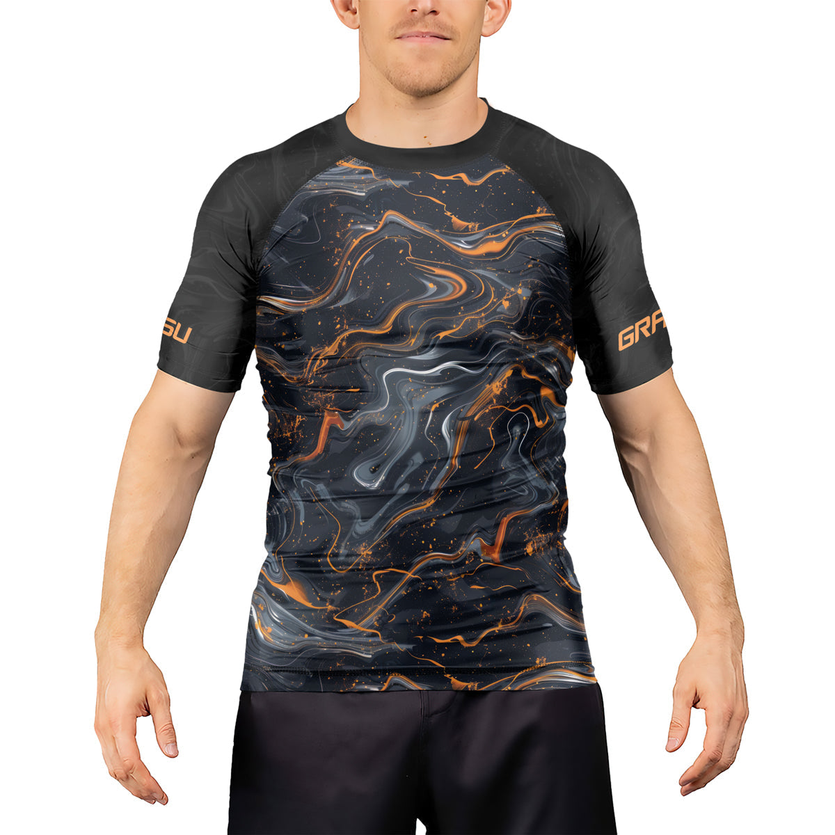 Rashninja Cyber Storm Marble Men's Short Sleeve Rash Guard