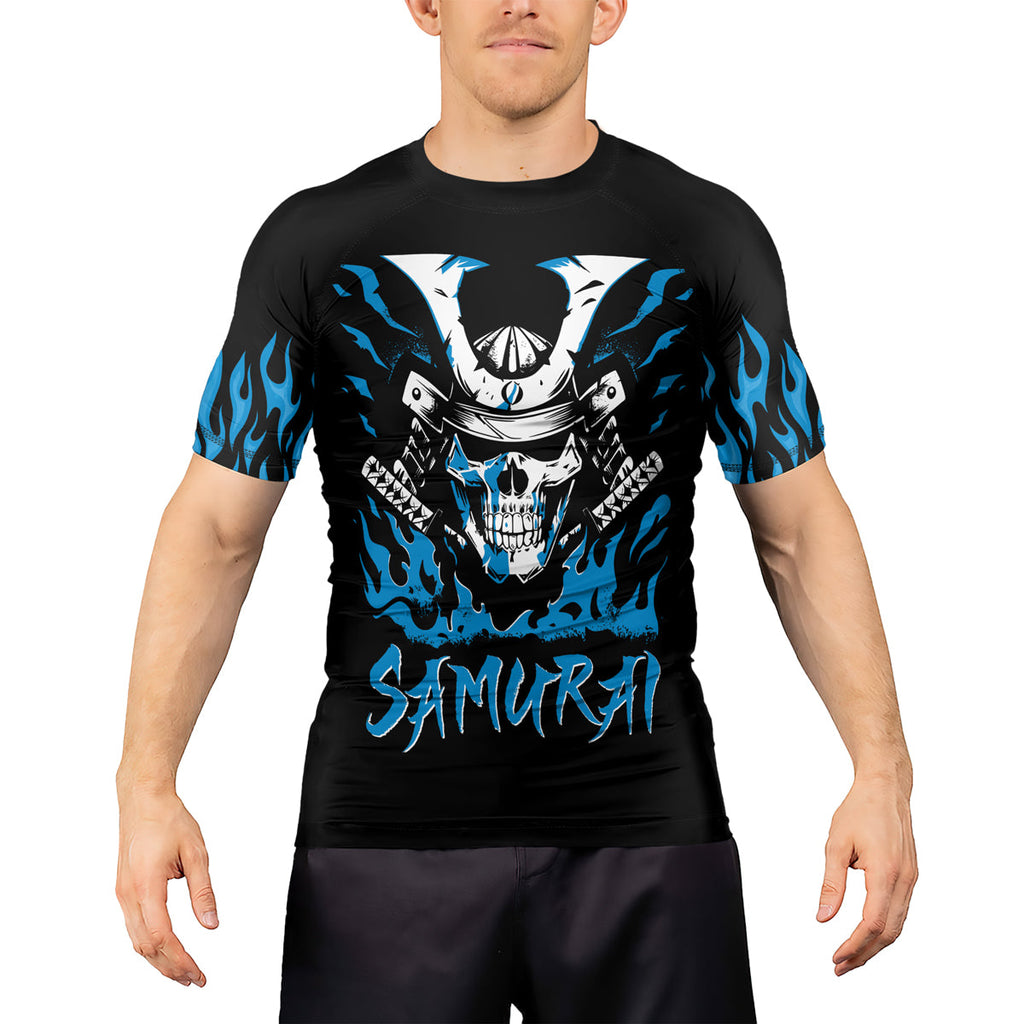 Rashninja Samurai Skull Blaze Men's Short Sleeve Rash Guard