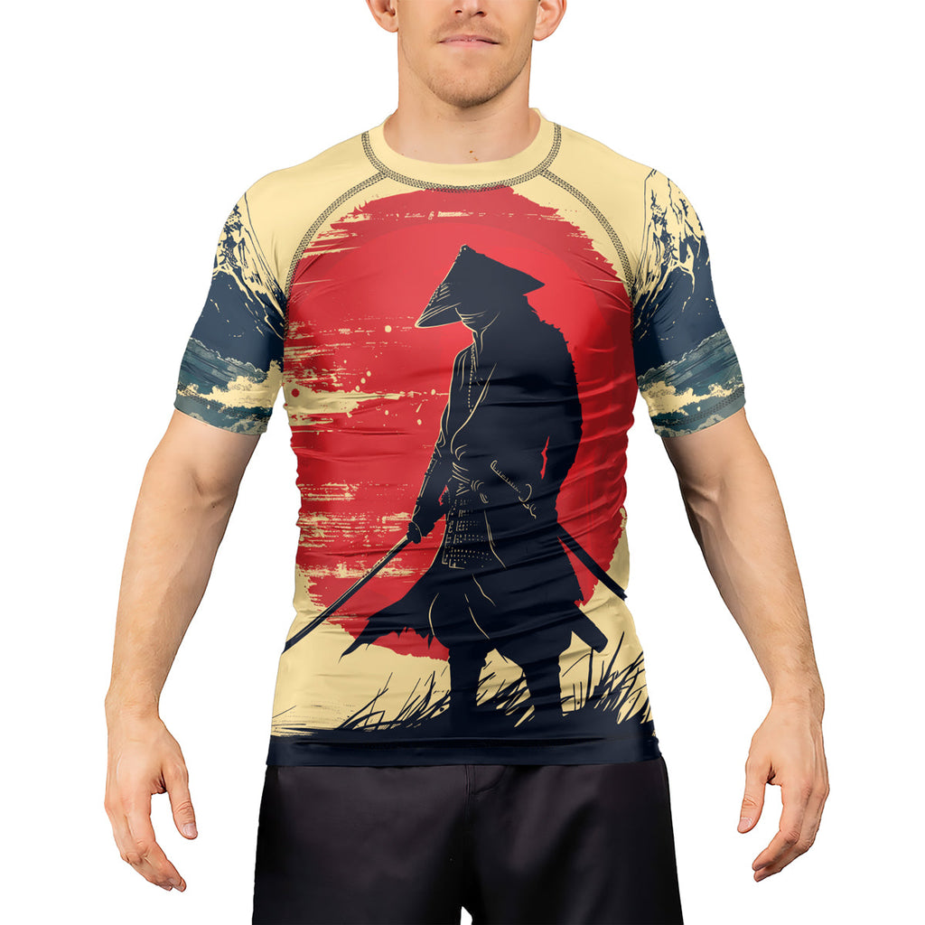 Rashninja Samurai Red Dawn Men's Short Sleeve Rash Guard