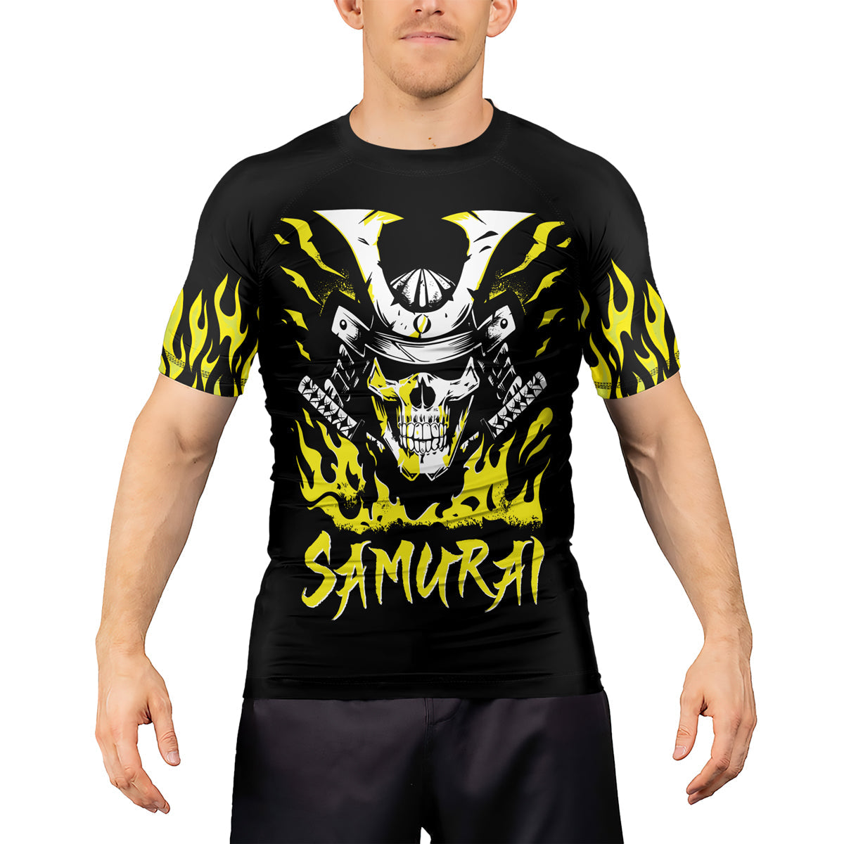 Rashninja Samurai Skull Blaze Men's Short Sleeve Rash Guard