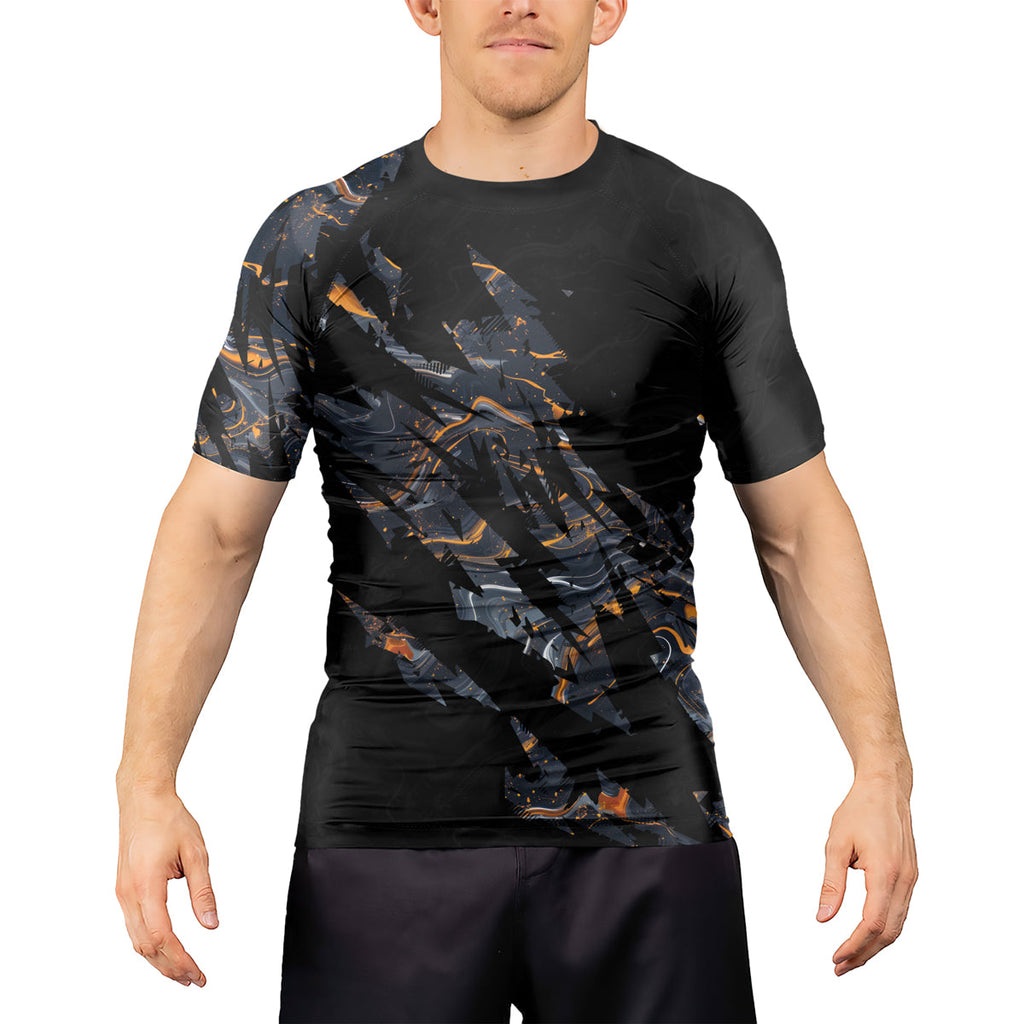 Rashninja Cyber Storm Marble Men's Short Sleeve Rash Guard