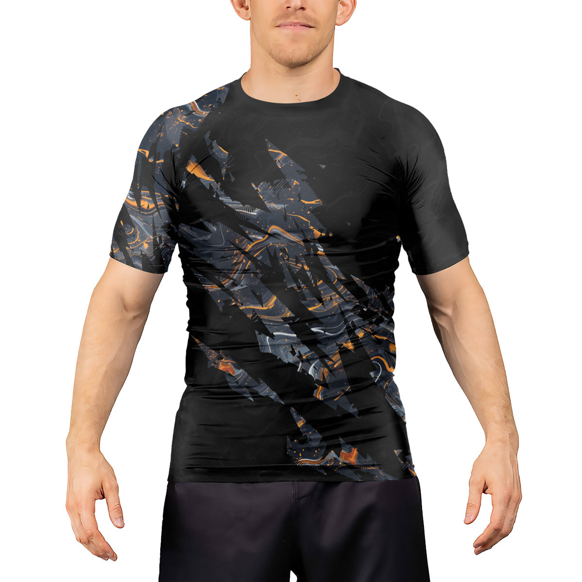 Rashninja Cyber Storm Marble Men's Short Sleeve Rash Guard