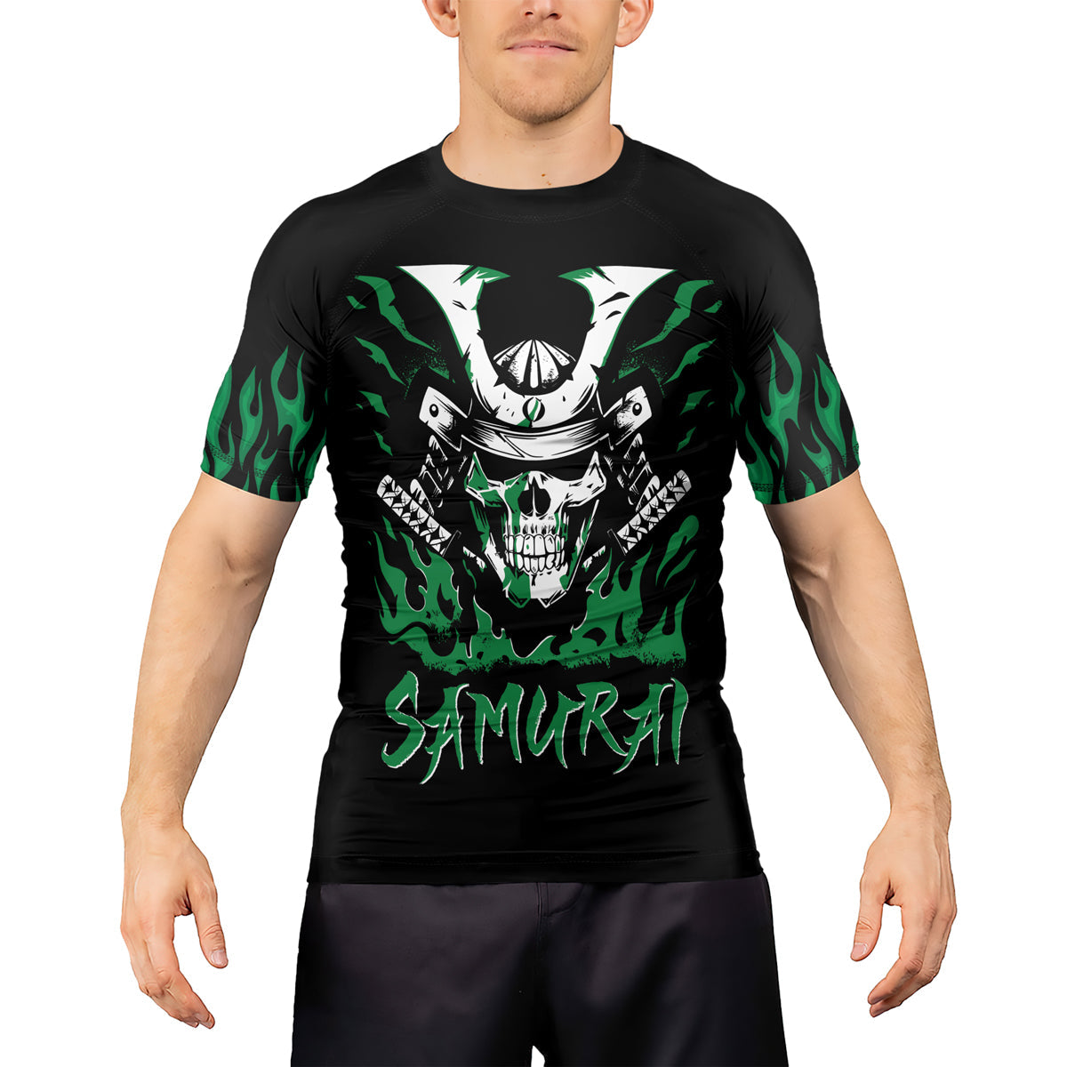 Rashninja Samurai Skull Blaze Men's Short Sleeve Rash Guard