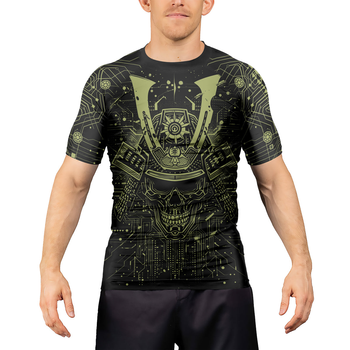 Rashninja Cyber Neon Matrix Men's Short Sleeve Rash Guard