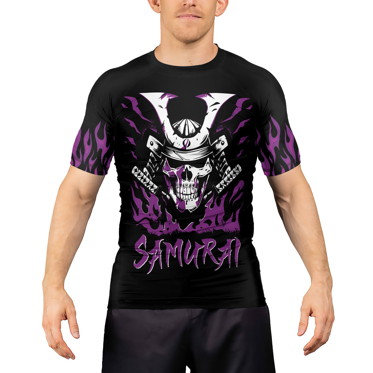 Rashninja Samurai Skull Blaze Men's Short Sleeve Rash Guard