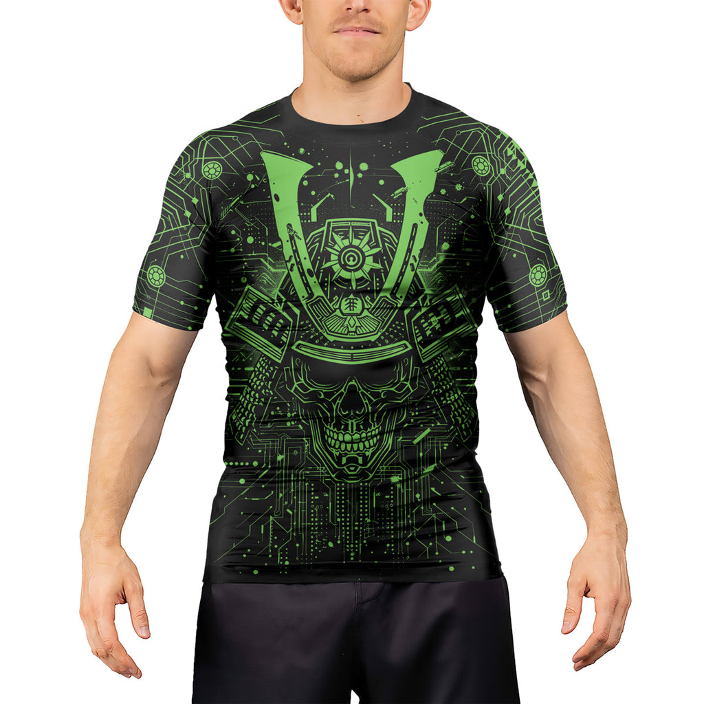 Rashninja Cyber Neon Matrix Men's Short Sleeve Rash Guard