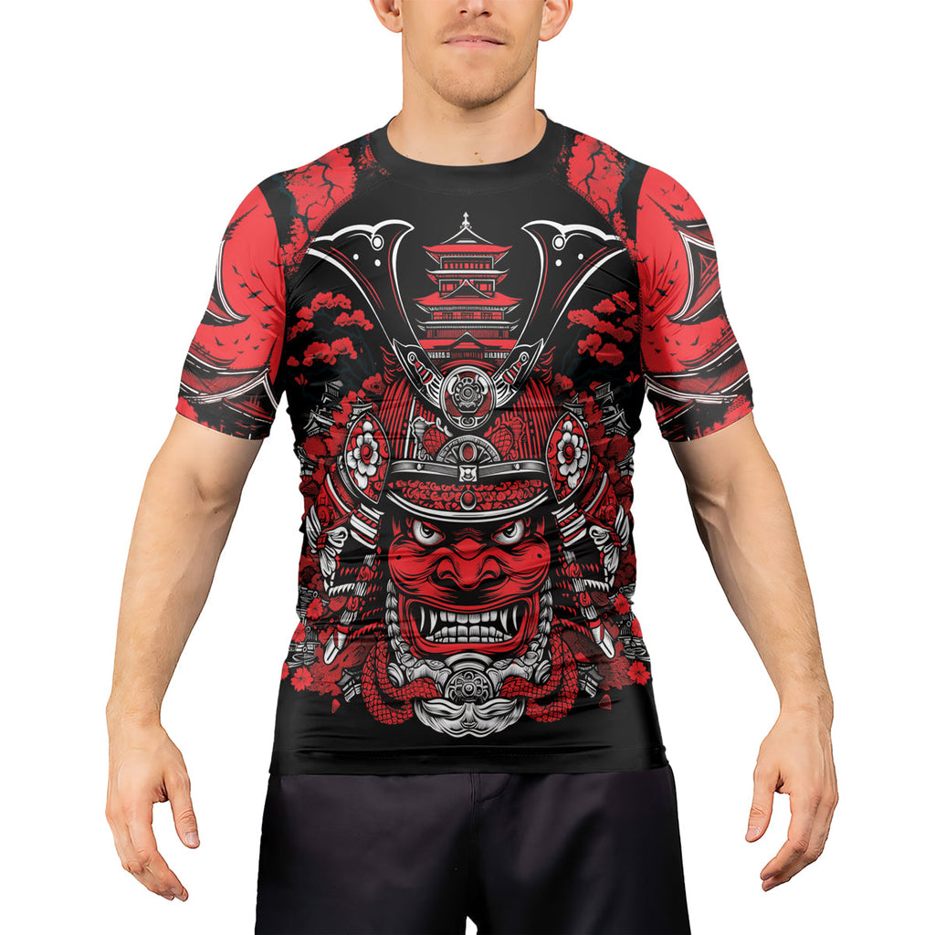 Rashninja Samurai Blood Moon Men's Short Sleeve Rash Guard