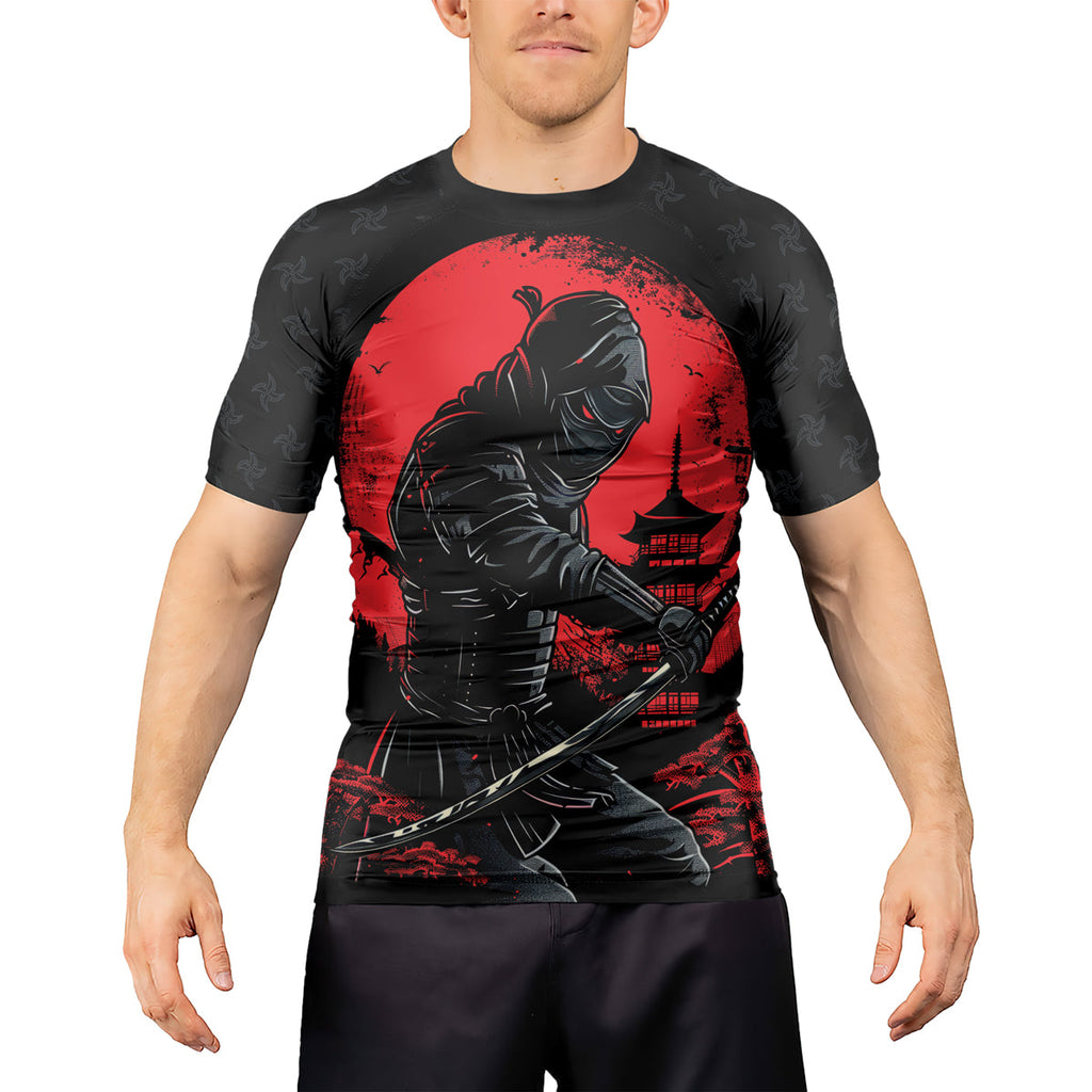 Rashninja Ninja Blood Moon Men's Short Sleeve Rash Guard