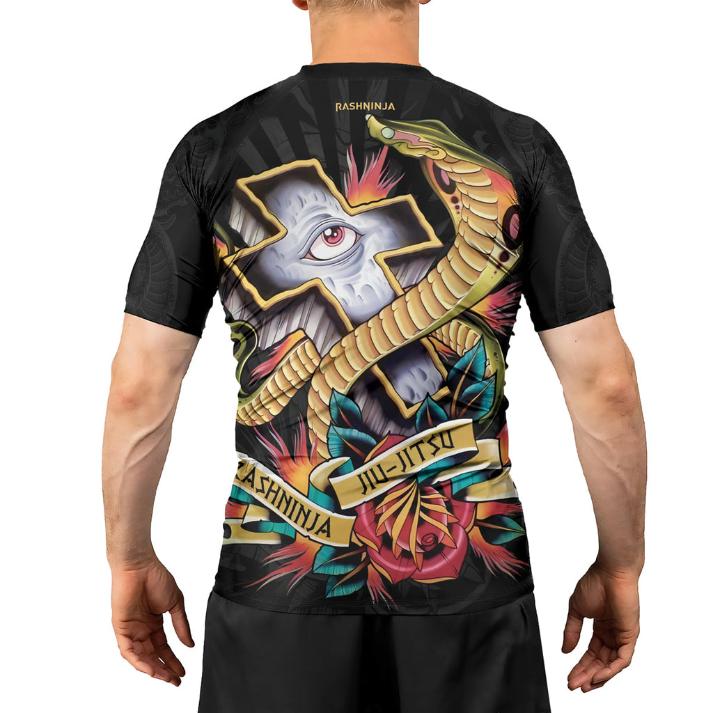 Rashninja Snake Tattoo Ink Spiral Men's Short Sleeve Rash Guard