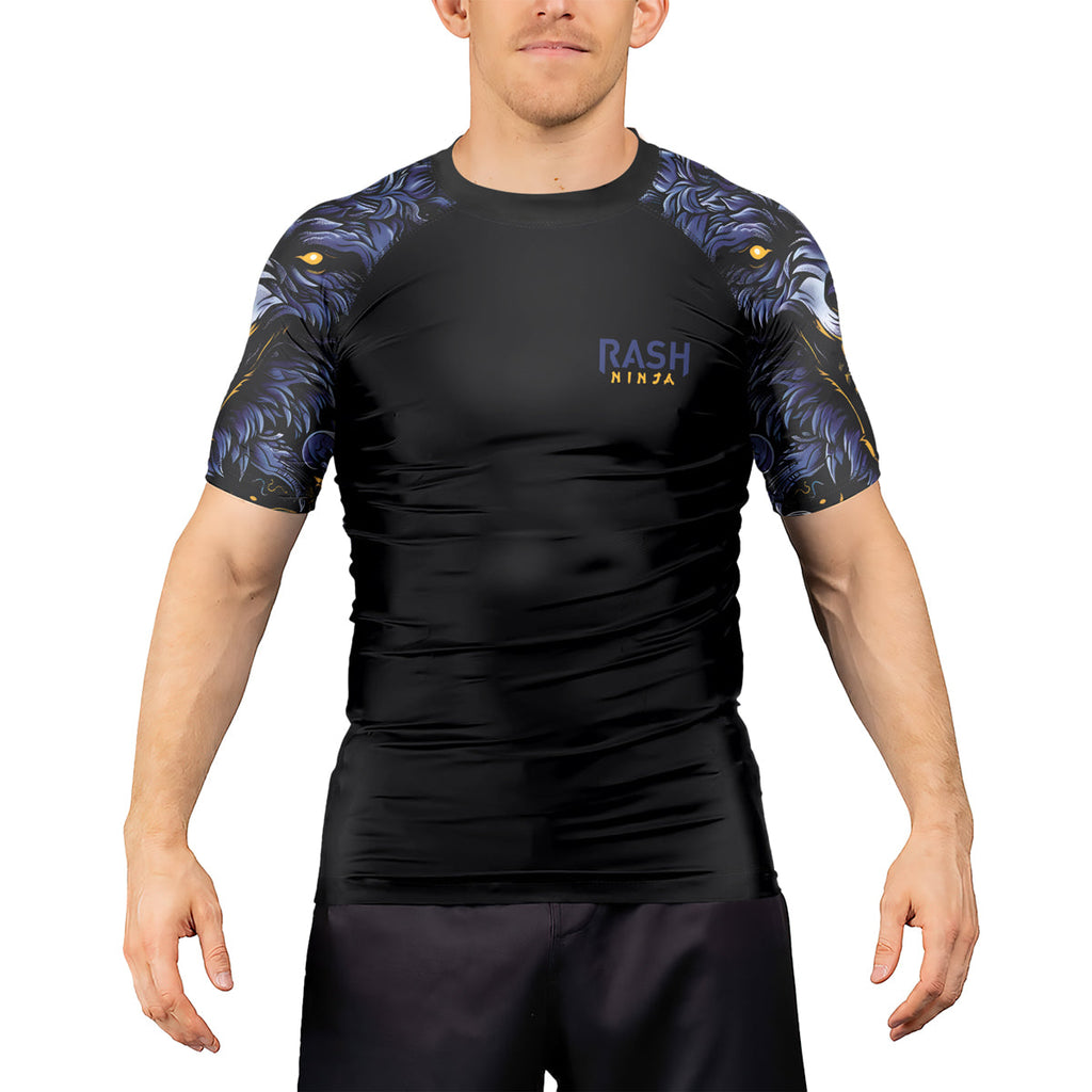Rashninja Wolf Snow Hunt Men's Short Sleeve Rash Guard