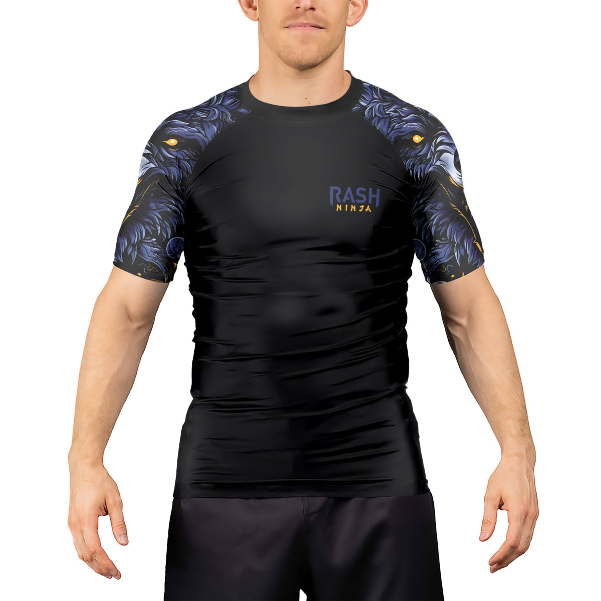 Rashninja Wolf Snow Hunt Men's Short Sleeve Rash Guard