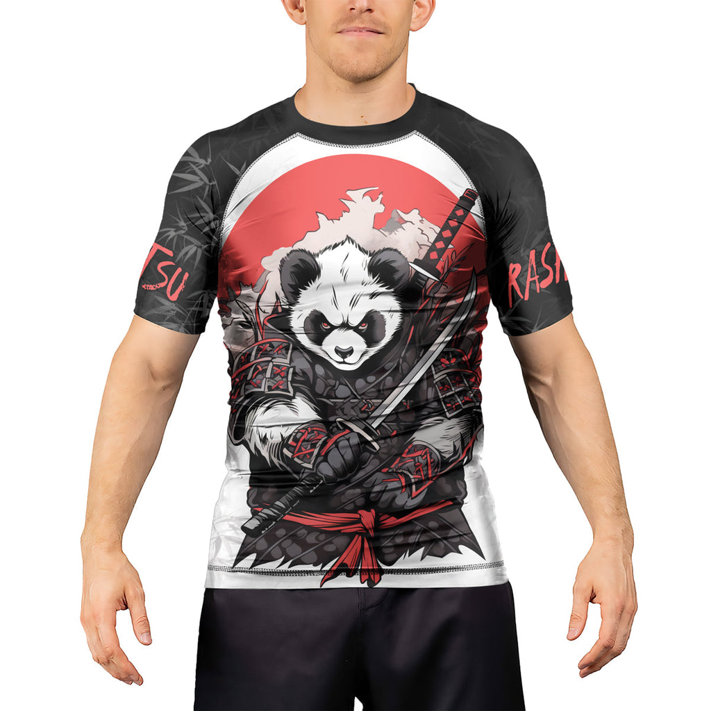 Rashninja Panda Samurai Blade Men's Short Sleeve Rash Guard