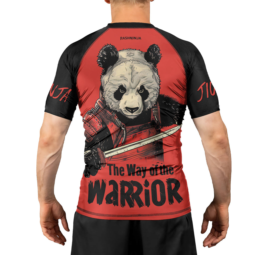 Rashninja Panda the Way of the Warrior Mastery Men's Short Sleeve Rash Guard