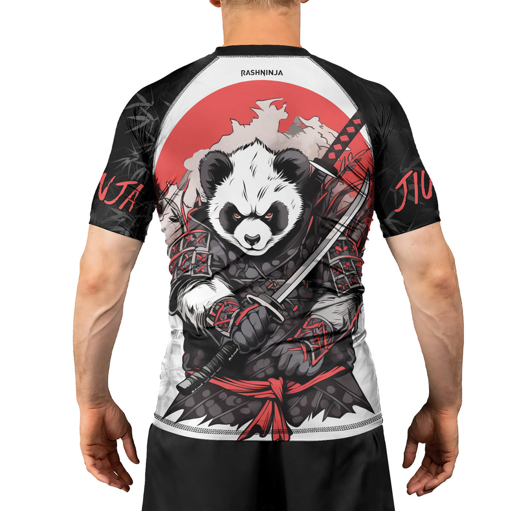 Rashninja Panda Samurai Blade Men's Short Sleeve Rash Guard