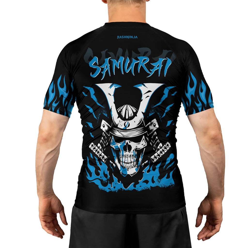 Rashninja Samurai Skull Blaze Men's Short Sleeve Rash Guard
