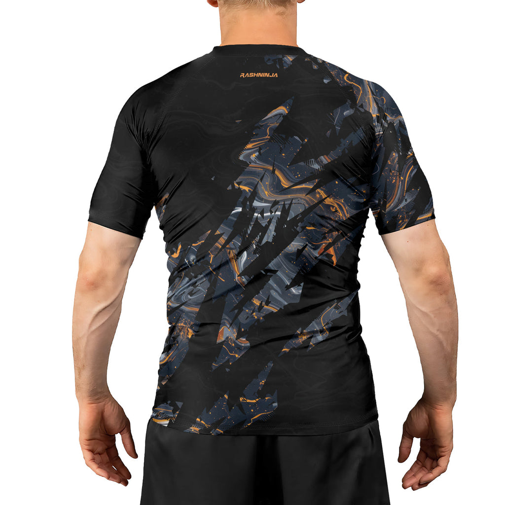 Rashninja Cyber Storm Marble Men's Short Sleeve Rash Guard
