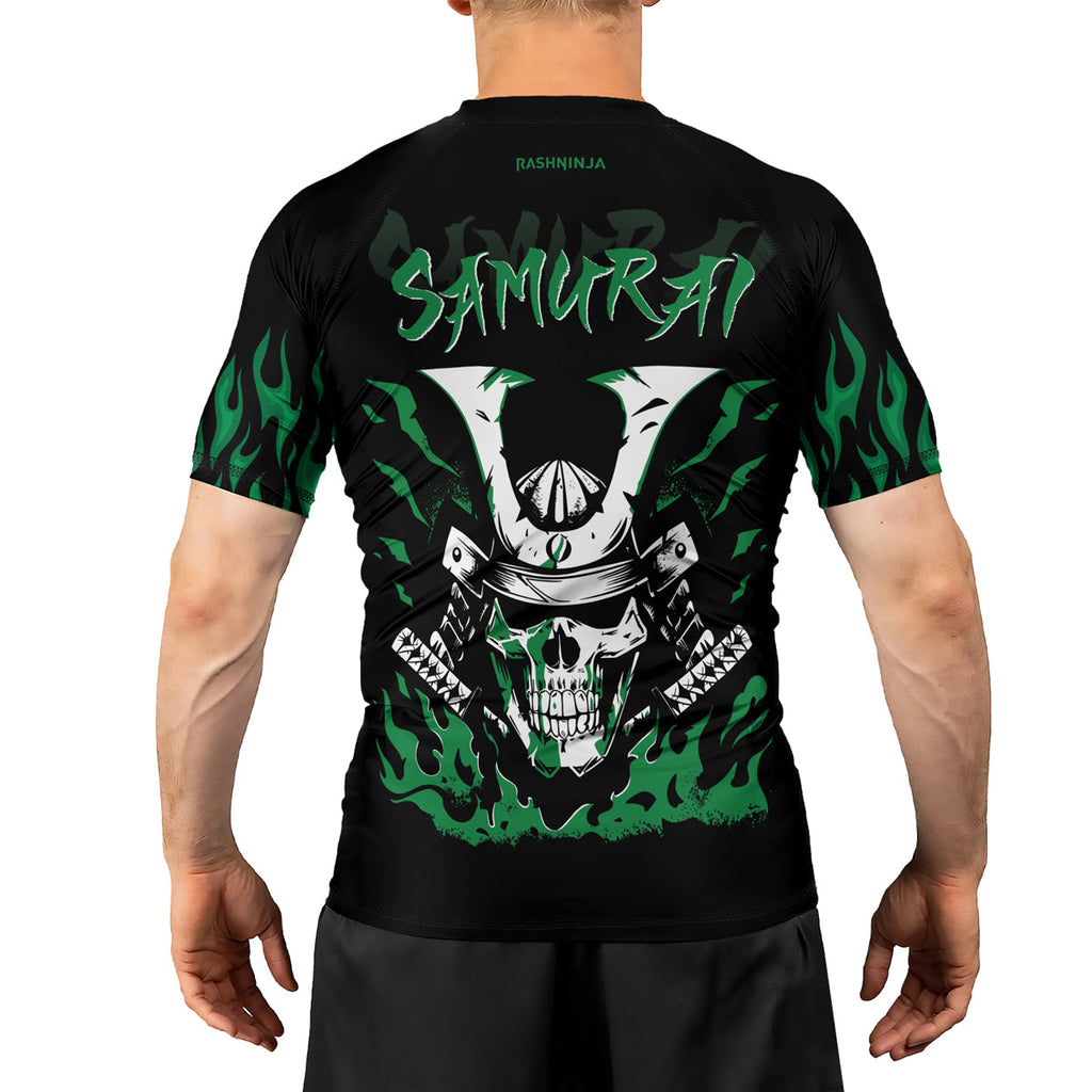 Rashninja Samurai Skull Blaze Men's Short Sleeve Rash Guard