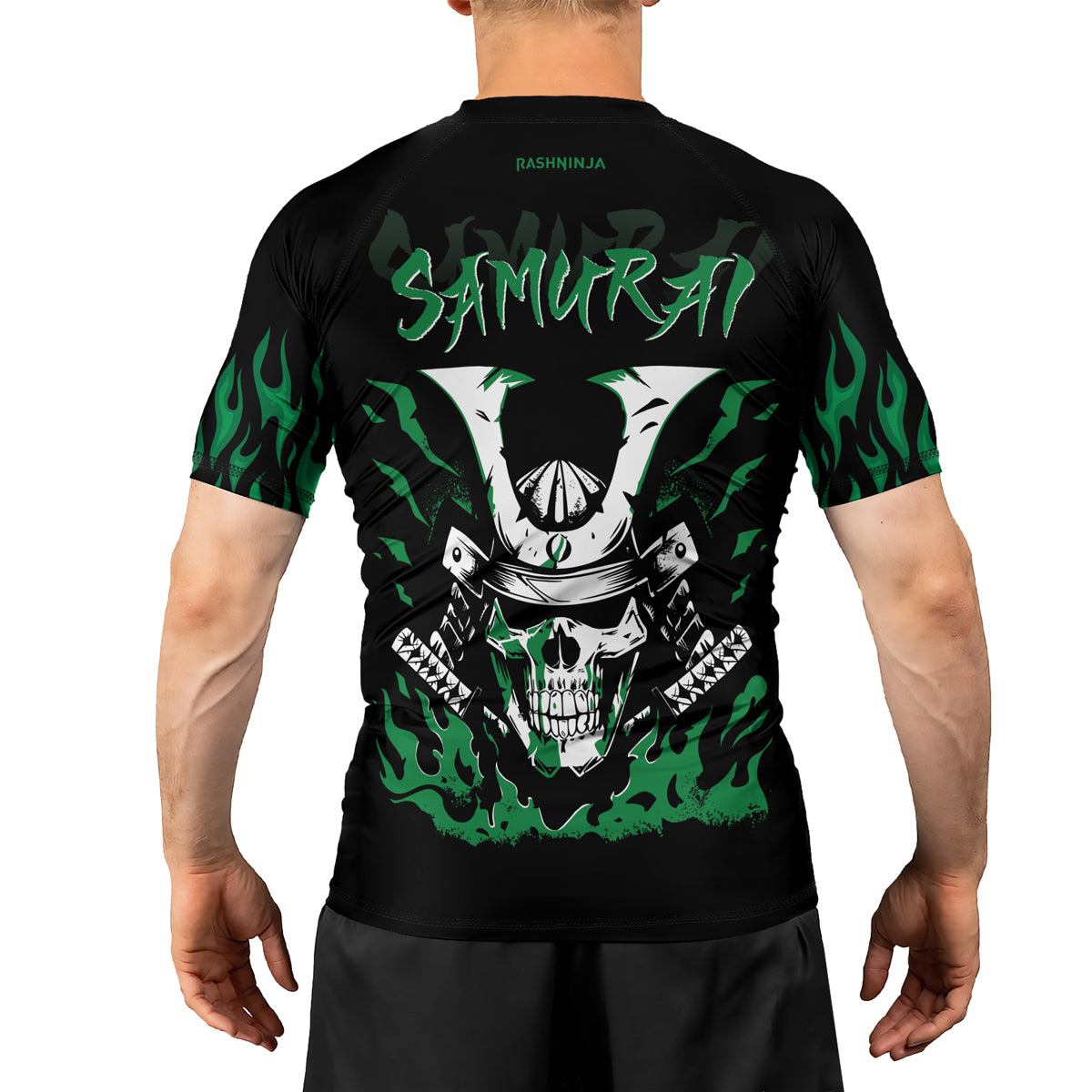 Rashninja Samurai Skull Blaze Men's Short Sleeve Rash Guard