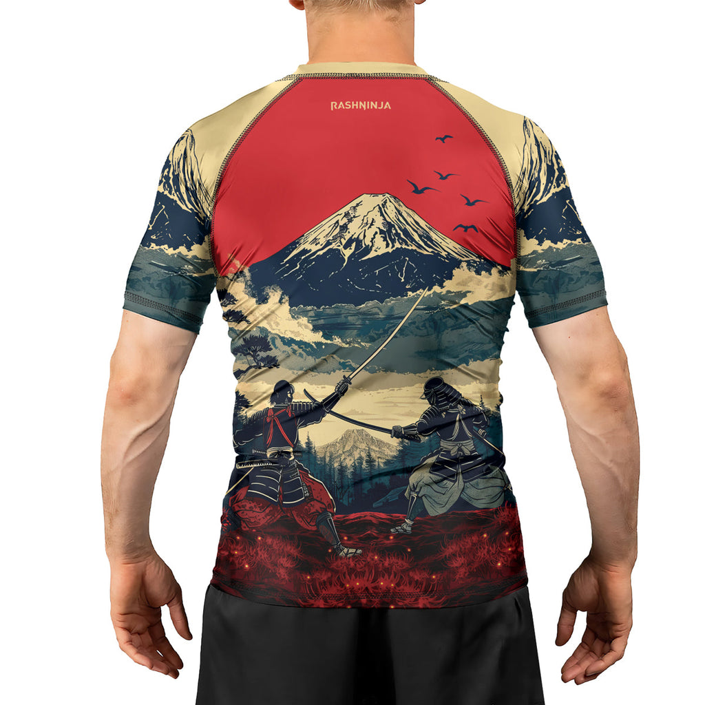 Rashninja Samurai Red Dawn Men's Short Sleeve Rash Guard
